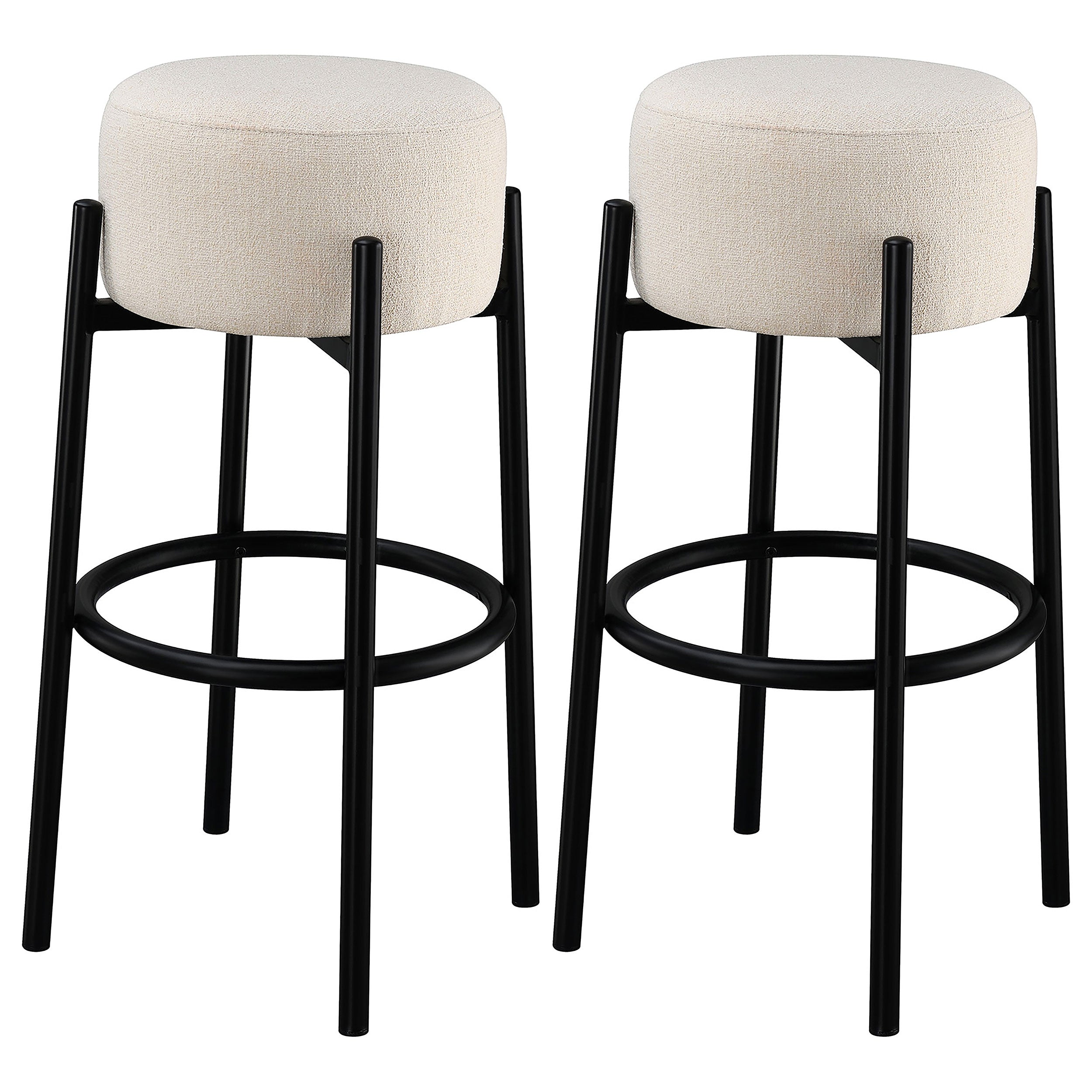 Orleans Furniture - Coaster - Leonard Upholstered Backless Bar Stool White (Set of 2) - 182176