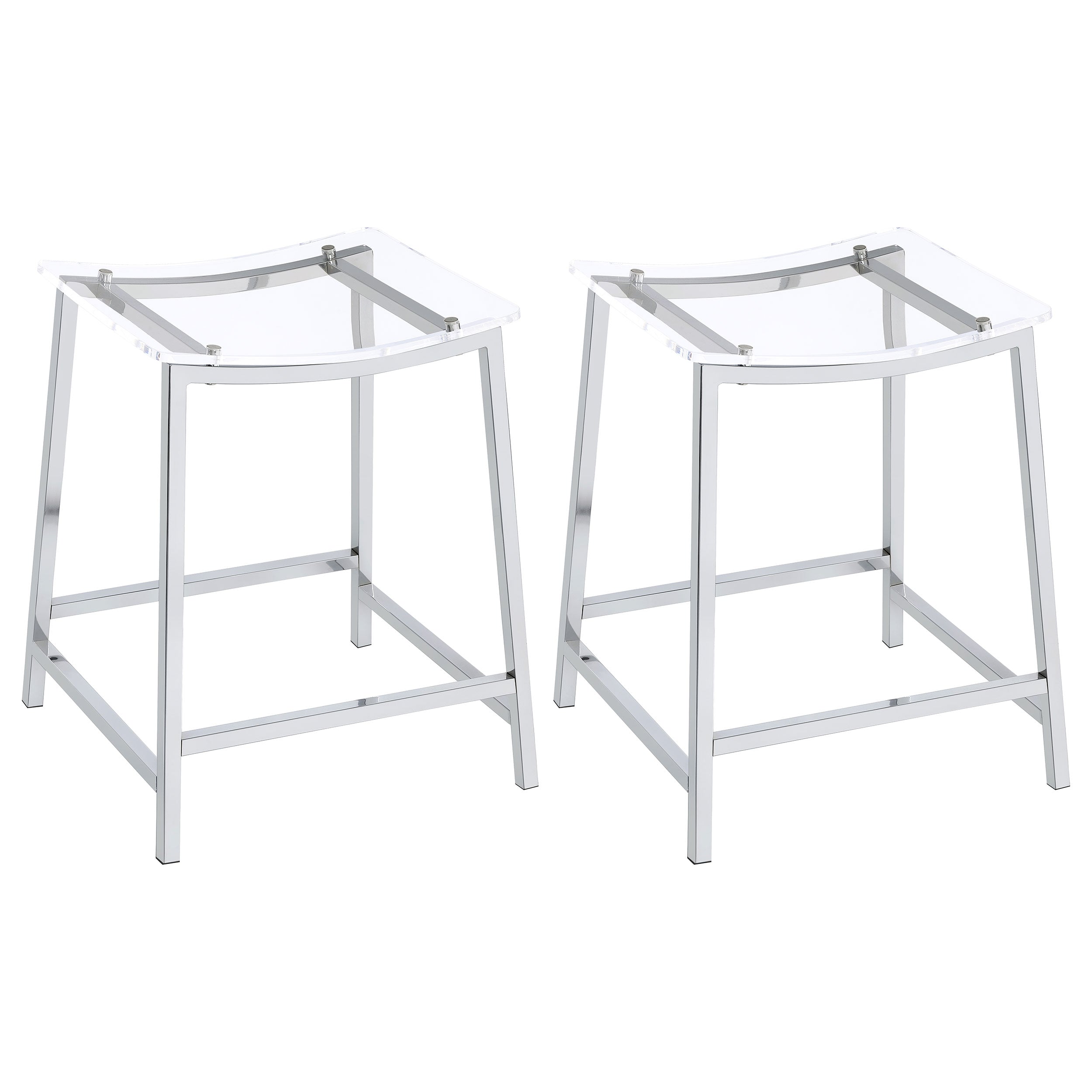 Orleans Furniture - Coaster - Jovani Acrylic Backless Counter Stool Chrome (Set of 2) - 182358