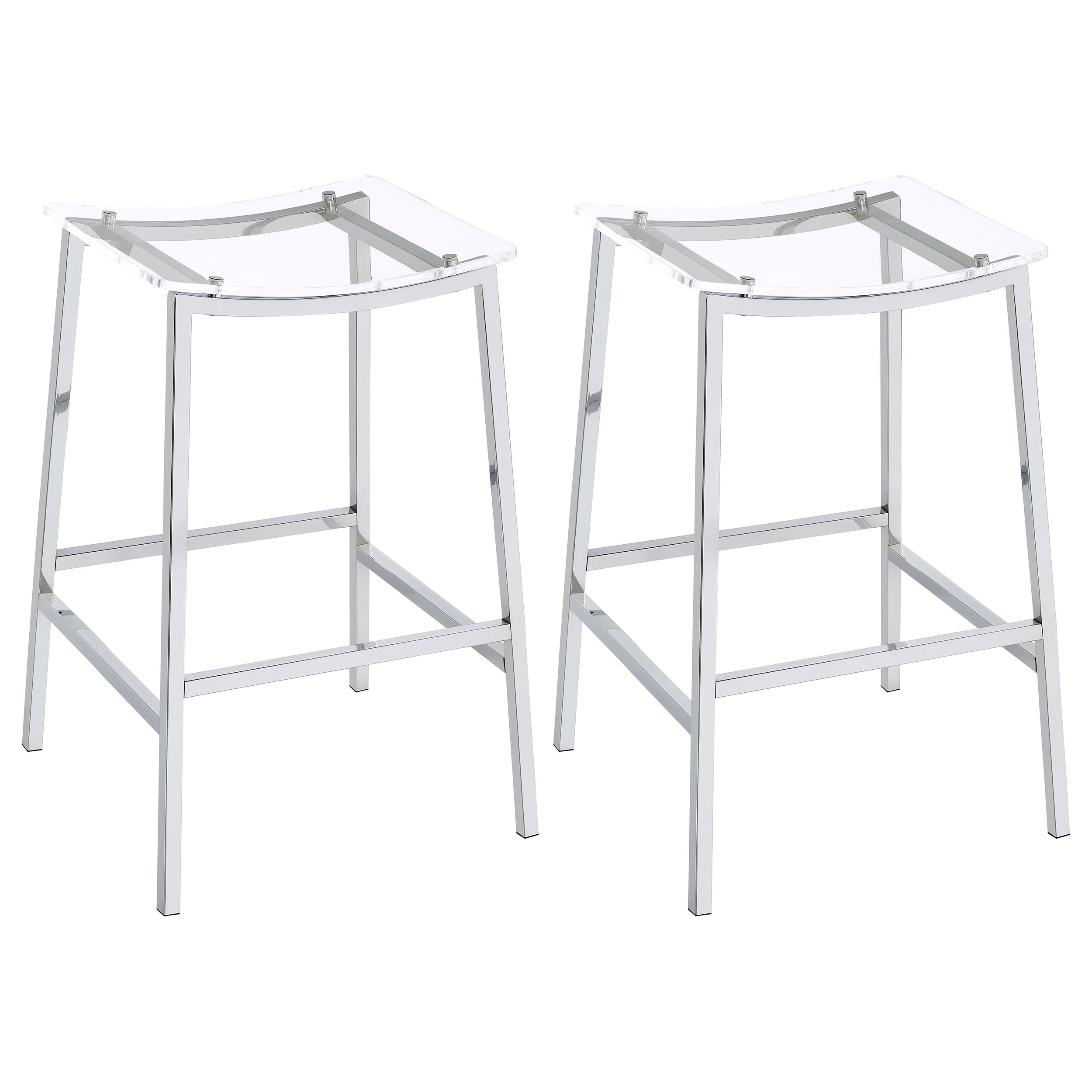 Orleans Furniture - Coaster - Jovani Acrylic Backless Bar Stool Chrome (Set of 2) - 182359