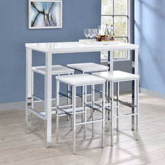 Orleans Furniture - Coaster - Natividad 5-piece Pub Height Bar Table Set White High Gloss - 182525