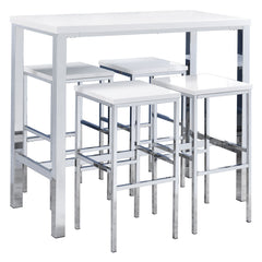 Natividad 5-piece Pub Height Bar Table Set White High Gloss