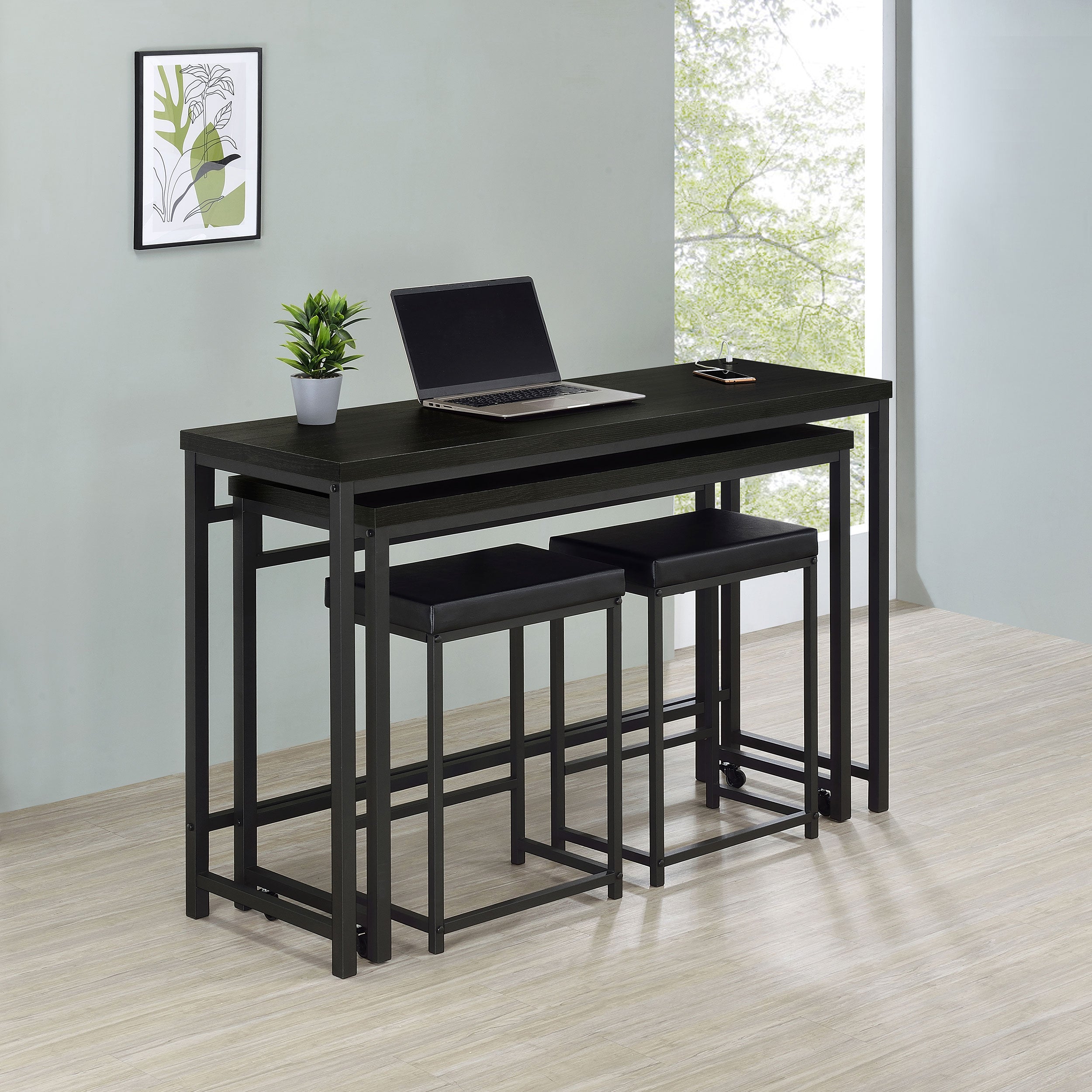 Orleans Furniture - Coaster - Hawes 4-piece Multipurpose Counter Height Table Set Black - 182724