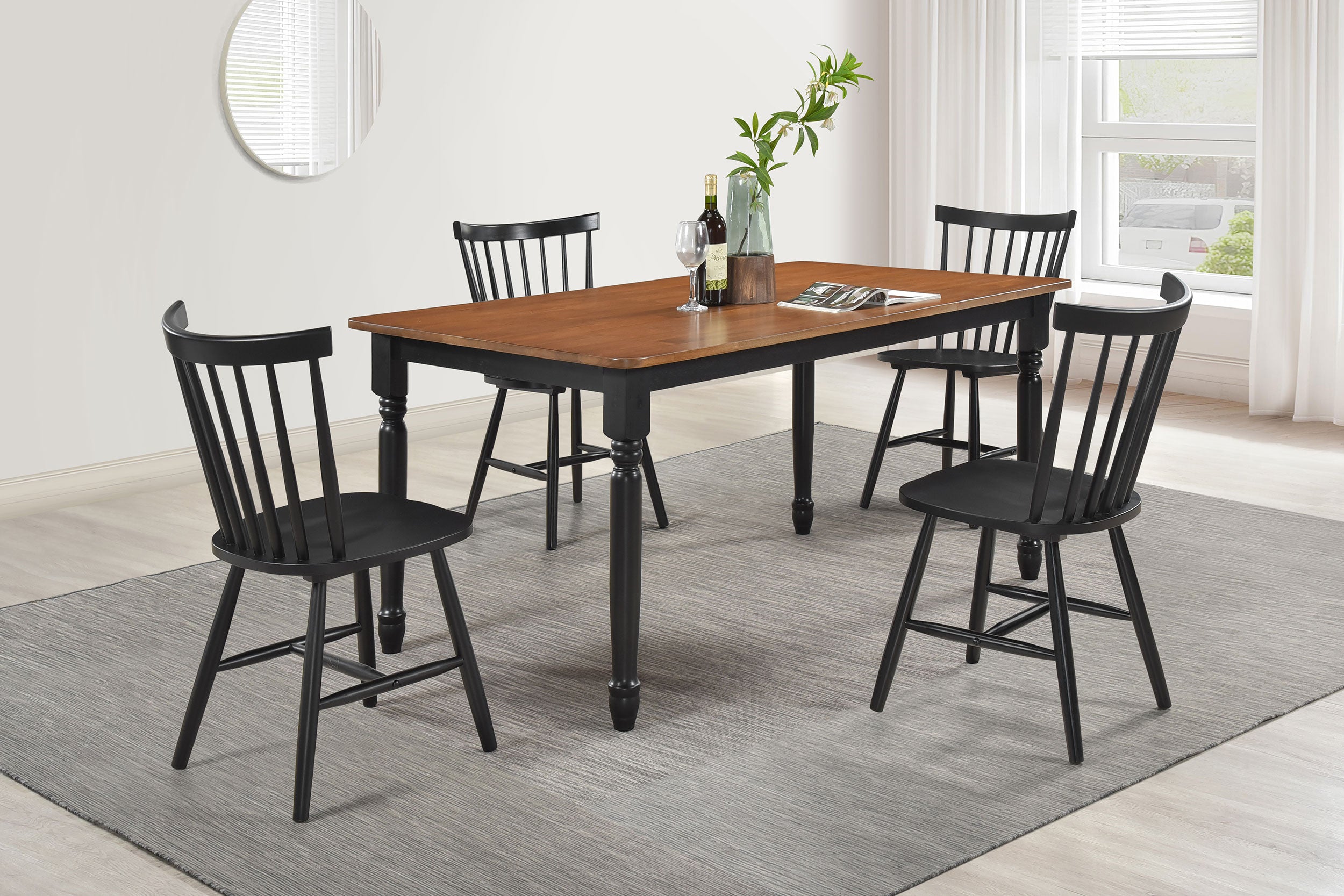 Orleans Furniture - Coaster - Hollyoak 5-piece Rectangular Dining Set Walnut and Black - 183041-S5