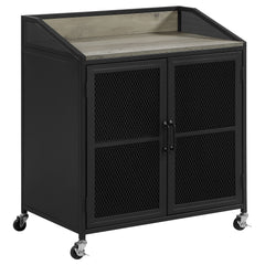 Orleans Furniture - Coaster - Arlette 2-door Mobile Home Bar Wine Cabinet Sandy Black - 183476