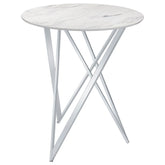 Orleans Furniture - Coaster - Bexter Round 35-inch Faux Marble Bistro Bar Table Chrome - 183526