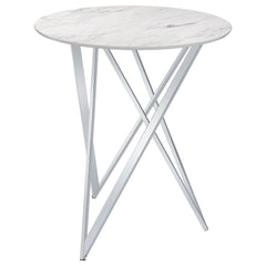 Orleans Furniture - Coaster - Bexter Round 35-inch Faux Marble Bistro Bar Table Chrome - 183526