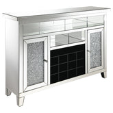 Orleans Furniture - Coaster - Melinda 2-door LED Mirrored Wine Storage Bar Cabinet Silver - 183627