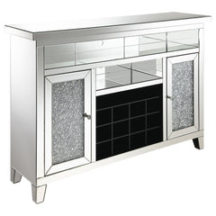 Orleans Furniture - Coaster - Melinda 2-door LED Mirrored Wine Storage Bar Cabinet Silver - 183627