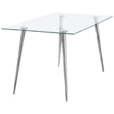 Orleans Furniture - Coaster - Gilman Rectangular 64-inch Glass Top Dining Table Chrome - 190621CHR