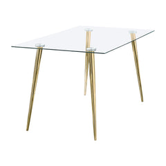 Orleans Furniture - Coaster - Gilman Rectangular 64-inch Glass Top Dining Table Gold - 190621GLD