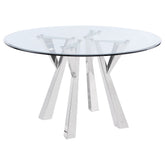 Orleans Furniture - Coaster - Alaia Round 51-inch Clear Glass Top Dining Table Chrome - 190710