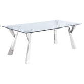 Orleans Furniture - Coaster - Alaia Rectangular 79-inch Glass Top Dining Table Chrome - 190711