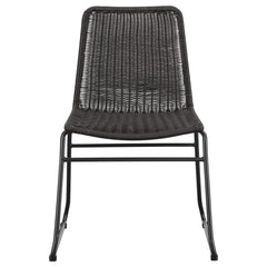 Dacy Faux Rattan Metal Dining Side Chair Brown (Set of 2)