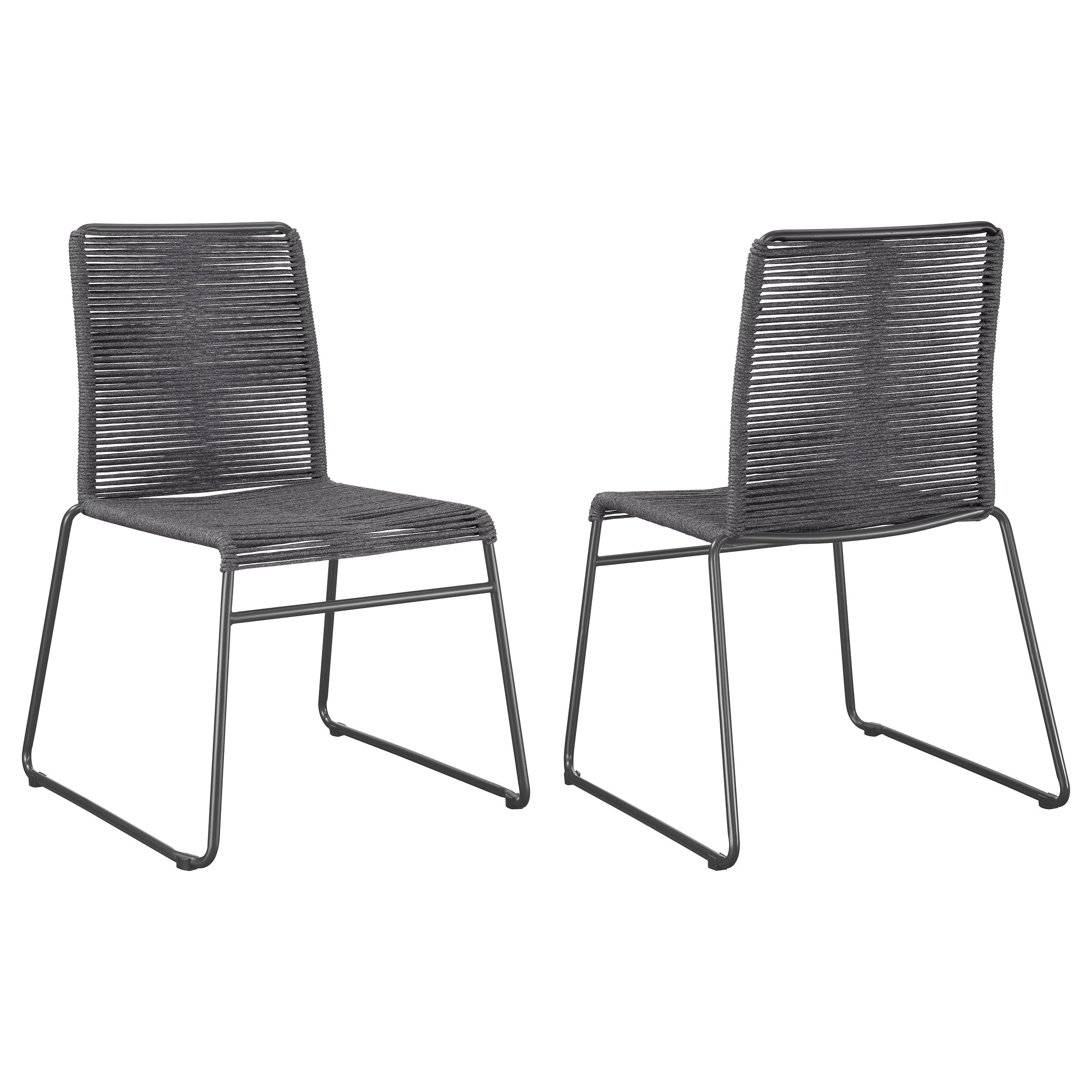 Orleans Furniture - Coaster - Jerome Woven Rope Stackable Side Chair Charcoal (Set of 2) - 192062