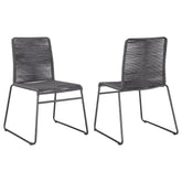 Orleans Furniture - Coaster - Jerome Woven Rope Stackable Side Chair Charcoal (Set of 2) - 192062