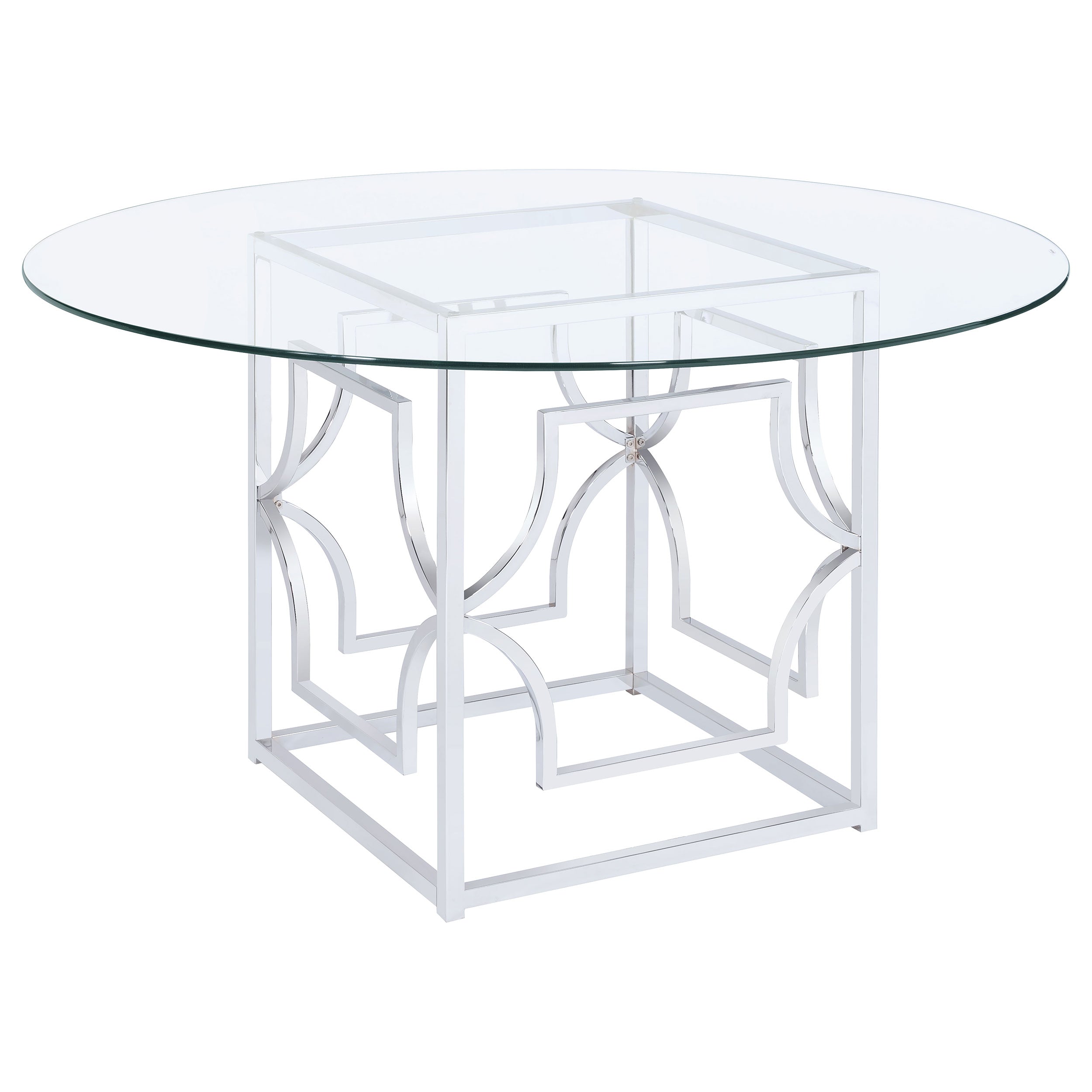Orleans Furniture - Coaster - Starlight Round 54-inch Glass Top Metal Dining Table Chrome - 192561BG