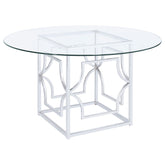 Orleans Furniture - Coaster - Starlight Round 54-inch Glass Top Metal Dining Table Chrome - 192561BG