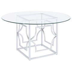 Orleans Furniture - Coaster - Starlight Round 54-inch Glass Top Metal Dining Table Chrome - 192561BG