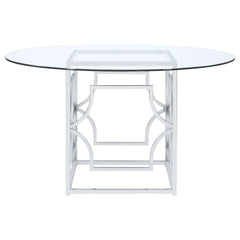 Starlight Round 54-inch Glass Top Metal Dining Table Chrome