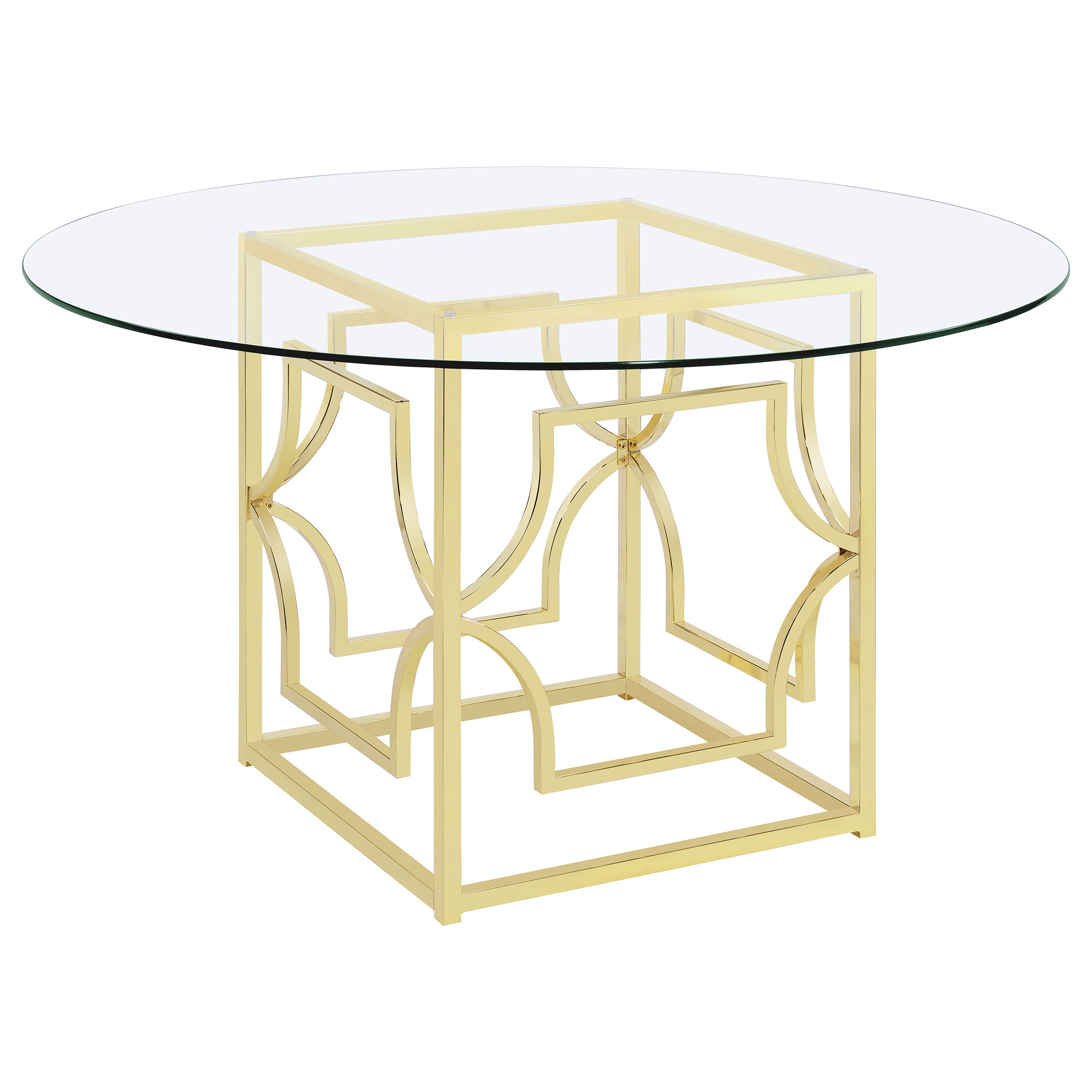 Orleans Furniture - Coaster - Starlight Round 54-inch Glass Top Metal Dining Table Brass - 192641BG