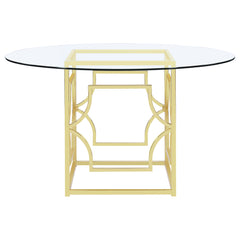 Starlight Round 54-inch Glass Top Metal Dining Table Brass