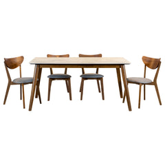 Everett 5-piece Rectangular Dining Table Set Natural Walnut