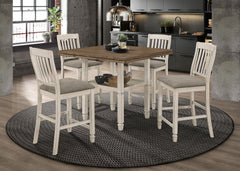 Orleans Furniture - Coaster - Sarasota 5-piece Drop Leaf Counter Dining Set Rustic Cream - 192818-S5
