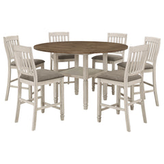 Sarasota 7-piece Drop Leaf Counter Dining Set Rustic Cream
