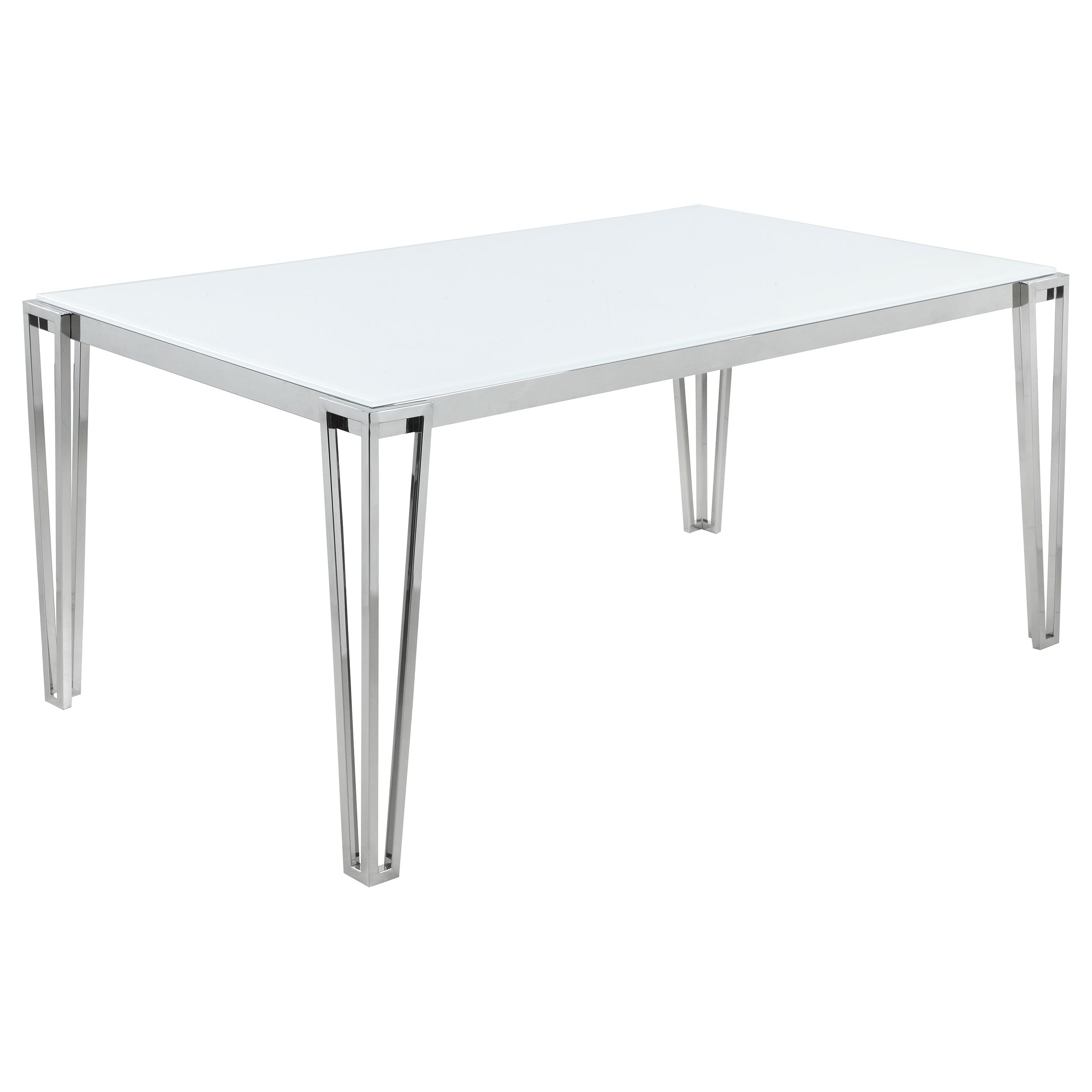 Orleans Furniture - Coaster - Pauline Rectangular 64-inch Glass Top Dining Table Chrome - 193001