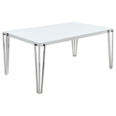 Orleans Furniture - Coaster - Pauline Rectangular 64-inch Glass Top Dining Table Chrome - 193001