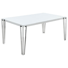 Orleans Furniture - Coaster - Pauline Rectangular 64-inch Glass Top Dining Table Chrome - 193001