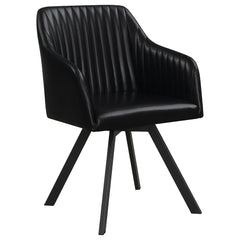 Orleans Furniture - Coaster - Arika Leatherette Upholstered Swivel Dining Arm Chair Black - 193372BLK
