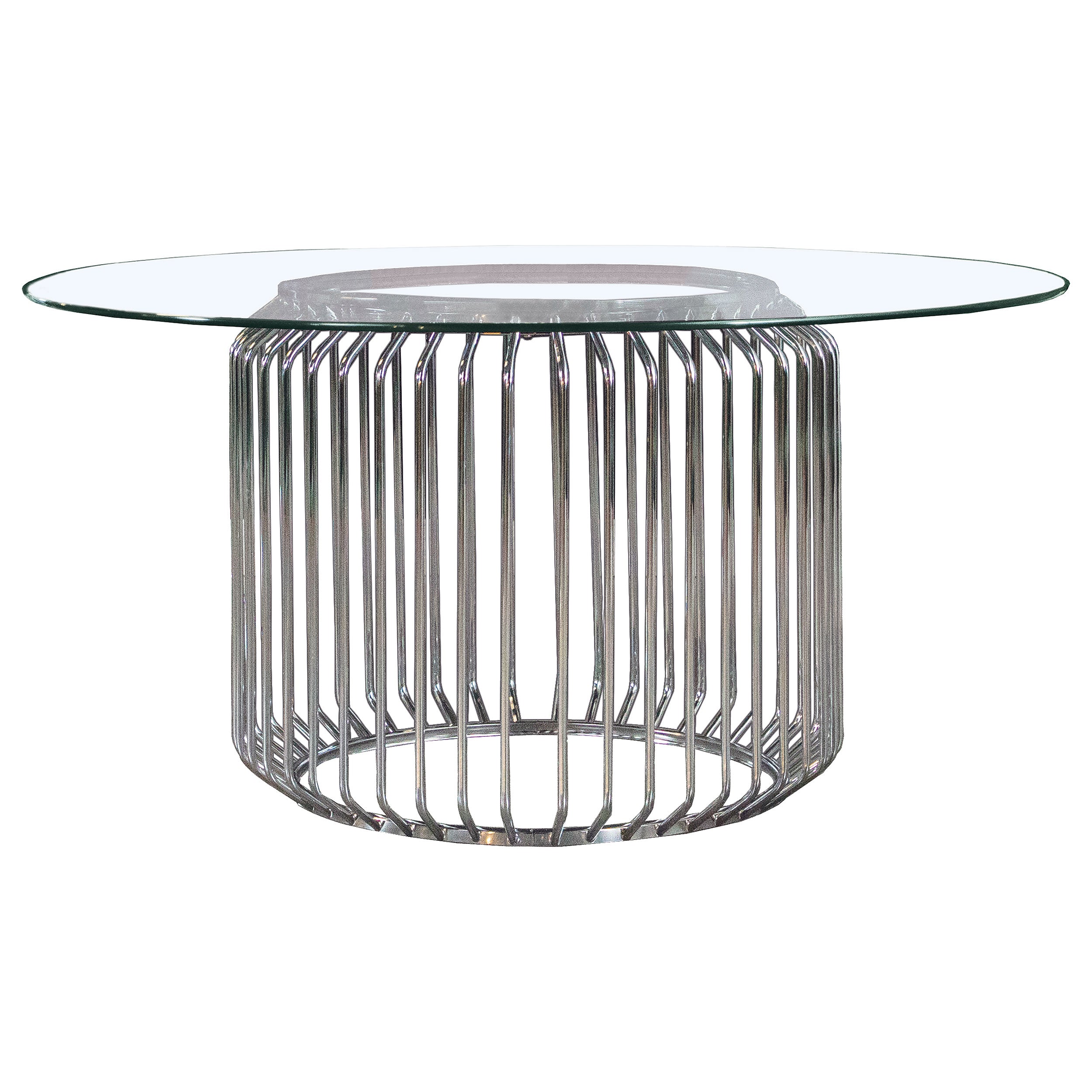 Orleans Furniture - Coaster - Veena Round 60-inch Glass Top Metal Dining Table Chrome - 193430BG
