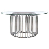 Orleans Furniture - Coaster - Veena Round 60-inch Glass Top Metal Dining Table Chrome - 193430BG