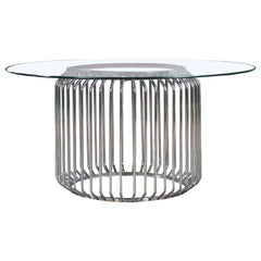 Orleans Furniture - Coaster - Veena Round 60-inch Glass Top Metal Dining Table Chrome - 193430BG