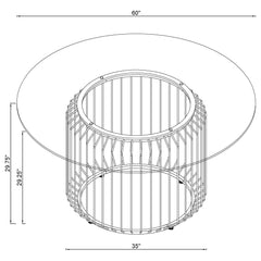 Veena Round 60-inch Glass Top Metal Dining Table Chrome