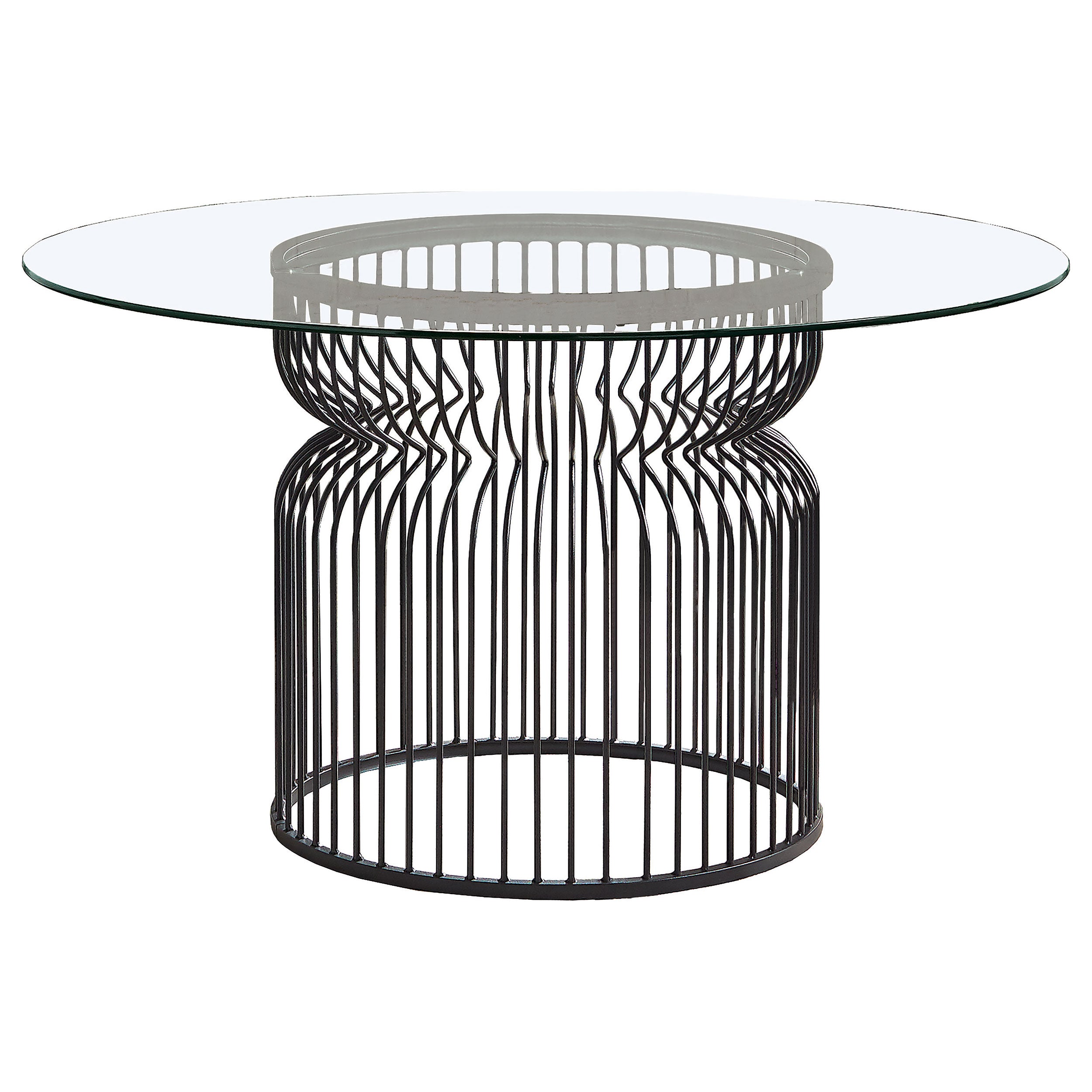 Orleans Furniture - Coaster - Granvia Round 54-inch Glass Top Metal Dining Table Gunmetal - 193511BG