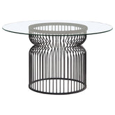 Orleans Furniture - Coaster - Granvia Round 54-inch Glass Top Metal Dining Table Gunmetal - 193511BG