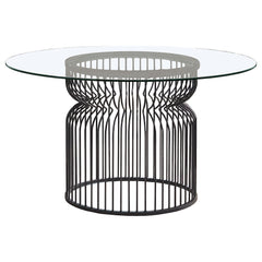 Orleans Furniture - Coaster - Granvia Round 54-inch Glass Top Metal Dining Table Gunmetal - 193511BG