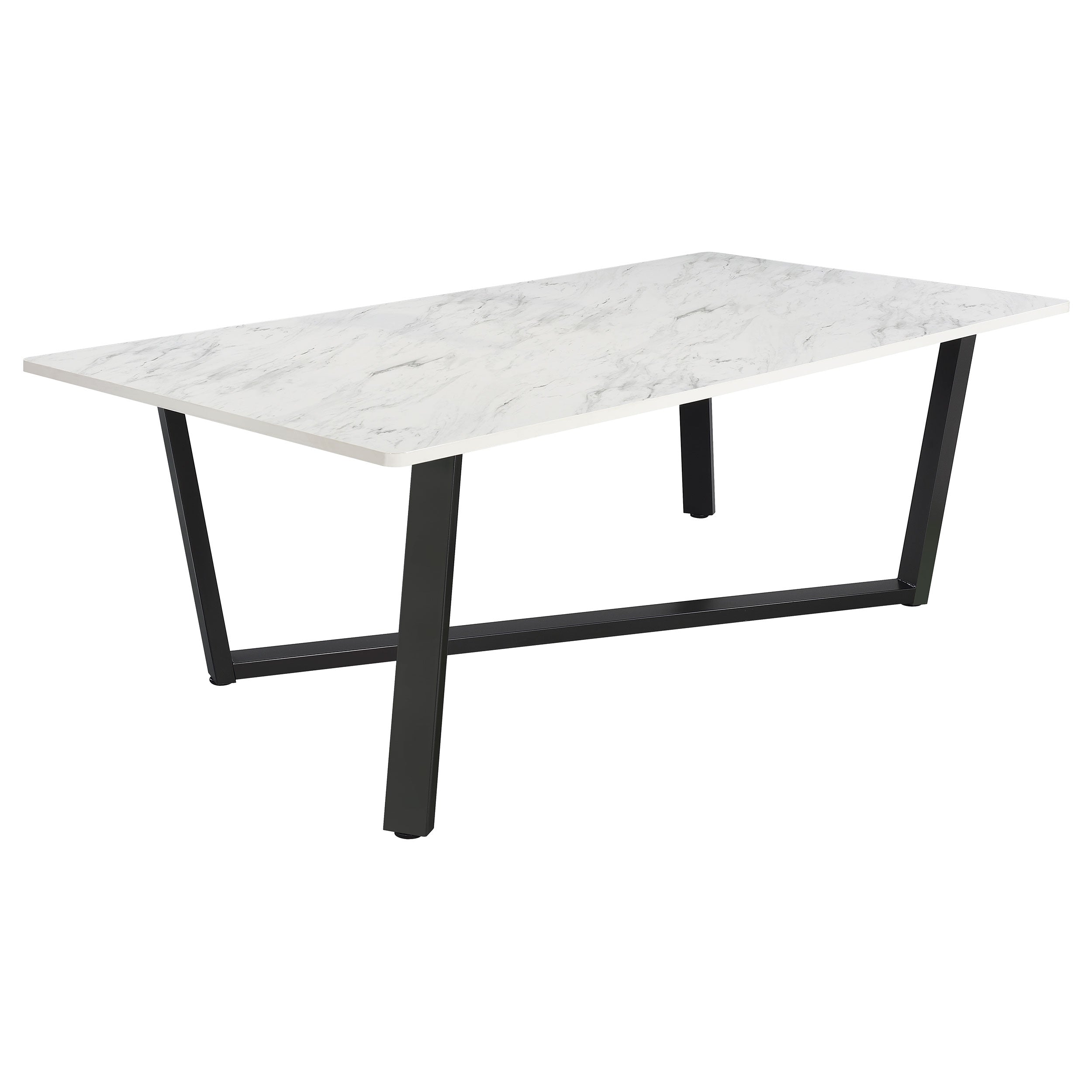 Orleans Furniture - Coaster - Mayer Rectangular 87-inch Faux Marble Dining Table White - 193781