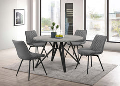 Orleans Furniture - Coaster - Neil 5-piece Round Dining Table Set Concrete Gunmetal - 193801-S5