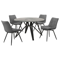 Neil 5-piece Round Dining Table Set Concrete Gunmetal