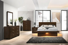 Orleans Furniture - Coaster - Jessica 5-piece Eastern King LED Bedroom Set Cappuccino - 200711KE-S5