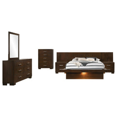 Jessica 6-piece Eastern King LED Bedroom Set Cappuccino