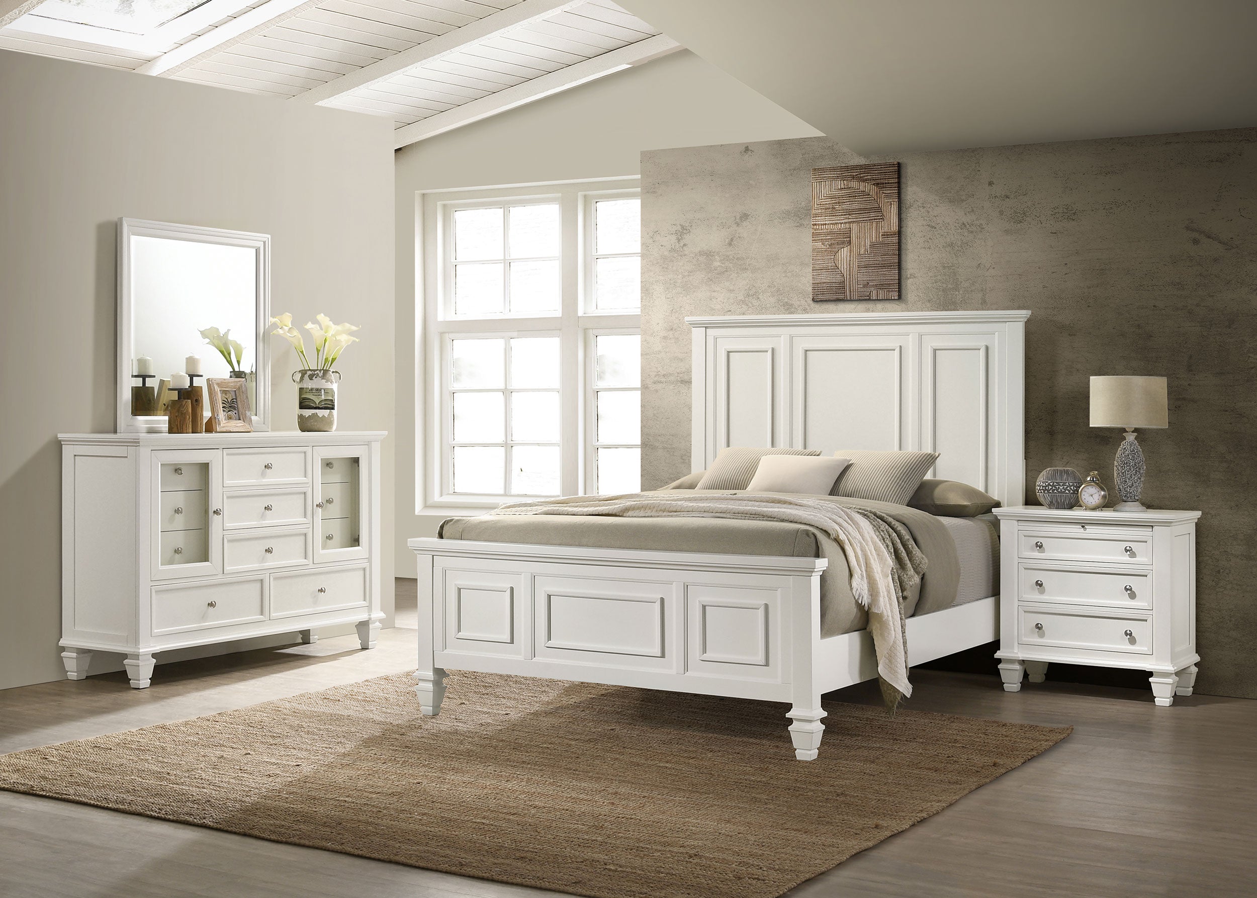 Orleans Furniture - Coaster - Sandy Beach 4-piece Eastern King Bedroom Set Cream White - 201301KEN-S4