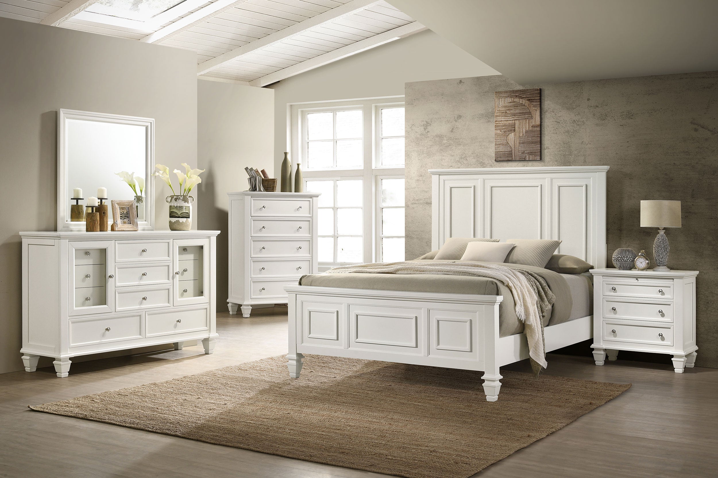 Orleans Furniture - Coaster - Sandy Beach 5-piece Eastern King Bedroom Set Cream White - 201301KEN-S5