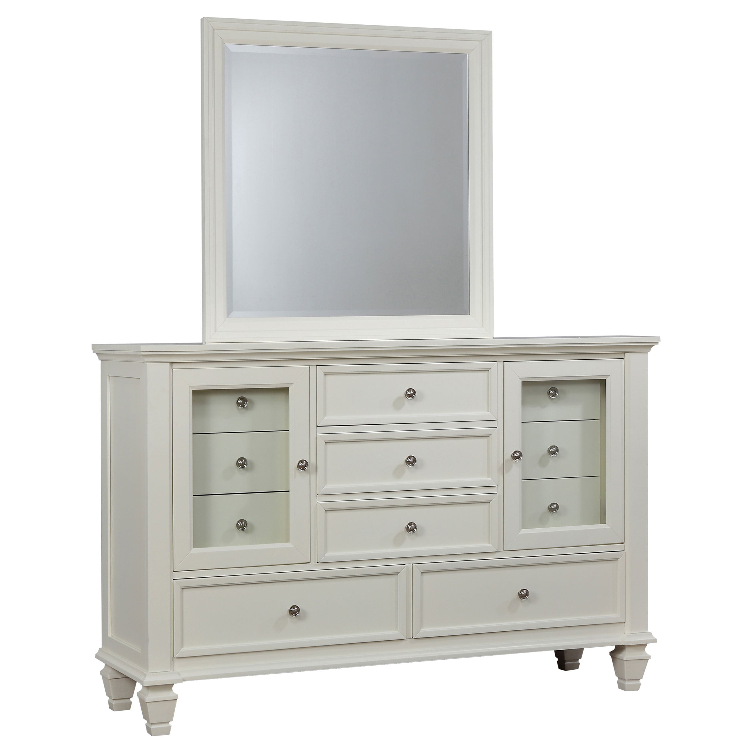 Orleans Furniture - Coaster - Sandy Beach 11-drawer Dresser with Mirror Cream White - 201303M