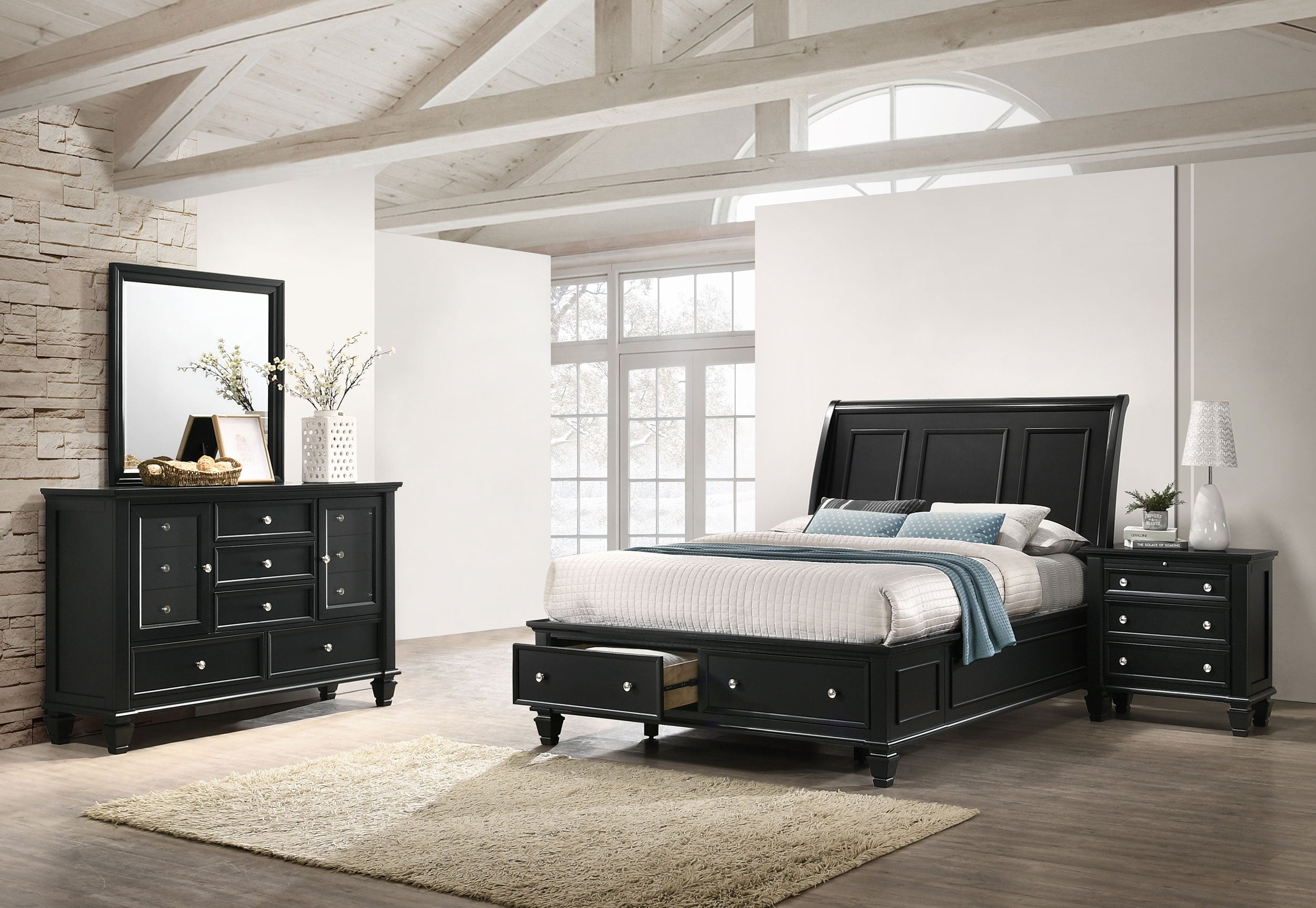 Orleans Furniture - Coaster - Sandy Beach 4-piece Queen Bedroom Set Black - 201329Q-S4