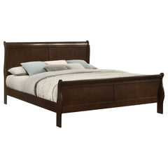Louis Philippe Wood Eastern King Sleigh Bed Cappuccino