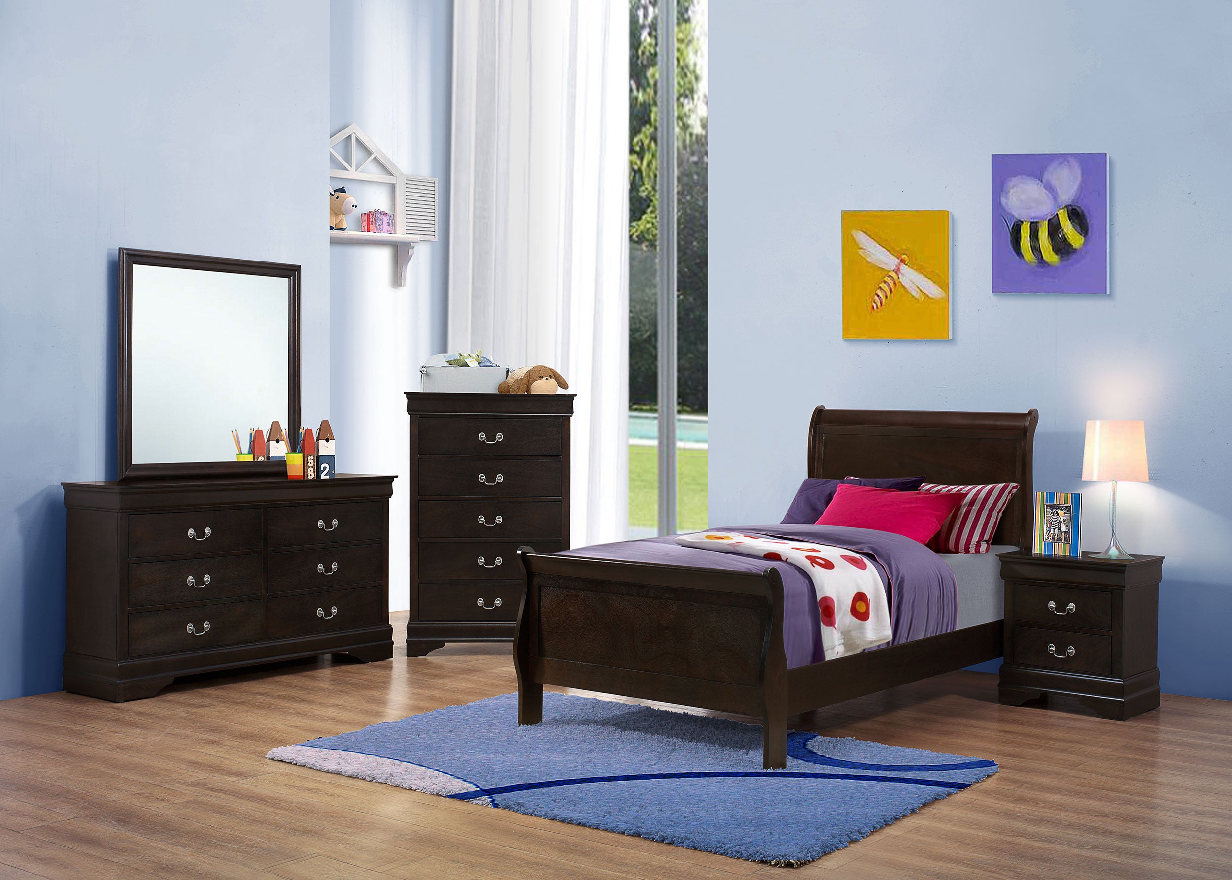 Orleans Furniture - Coaster - Louis Philippe 5-piece Twin Bedroom Set Cappuccino - 202411T-S5